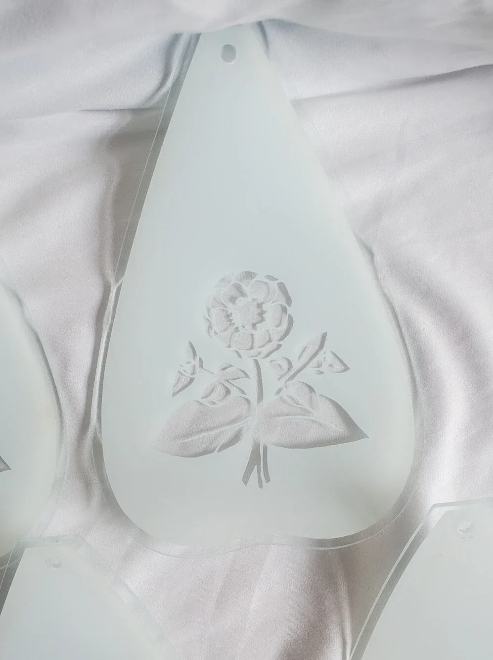 Frosted Glass Floral Vtg Lampshade  Replacement Panels Rose Sunflower, Set Of 6